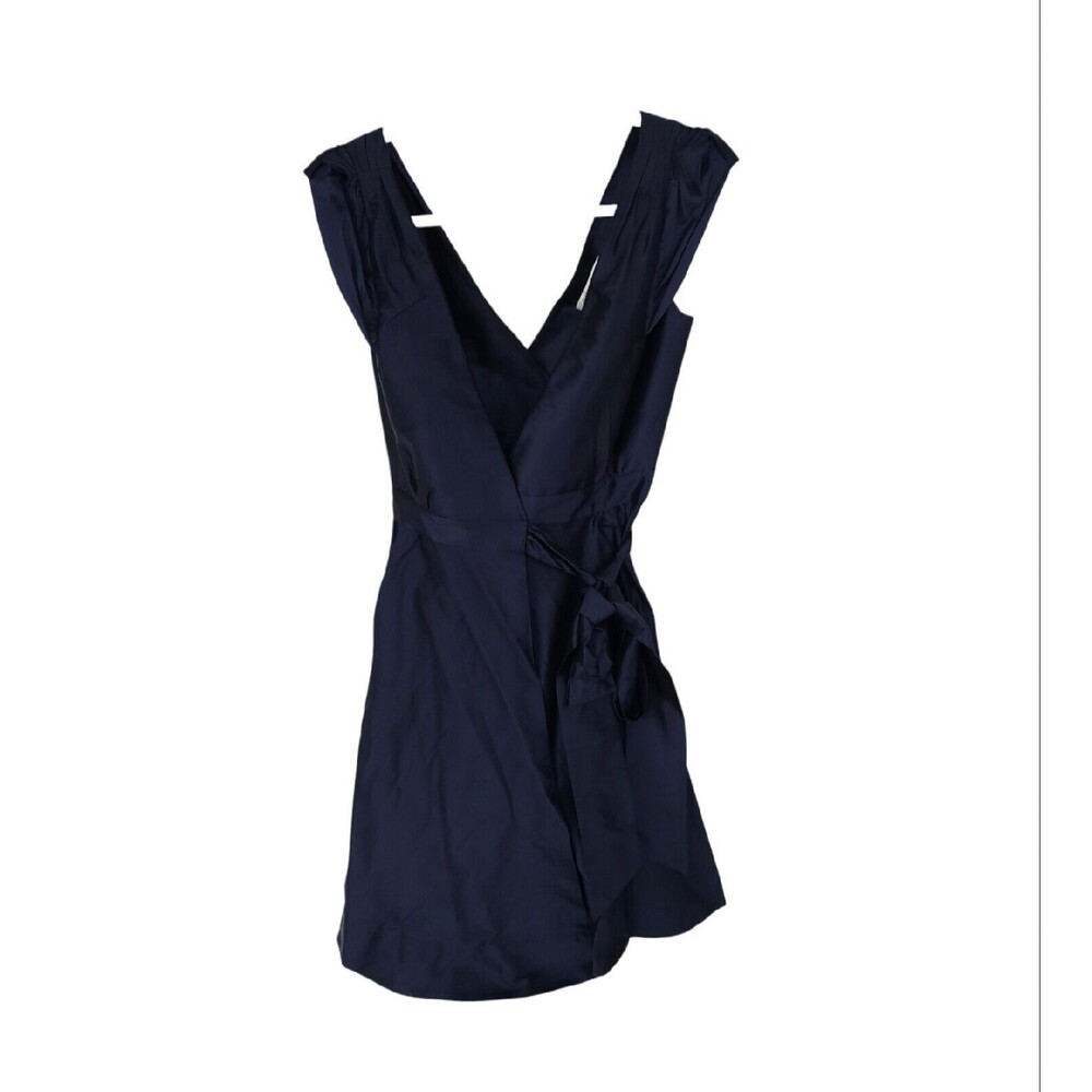 Diane Von Furstenberg Dress Womens 0 Vintage Silk Wrap Blue Knee Short Fit Flare
